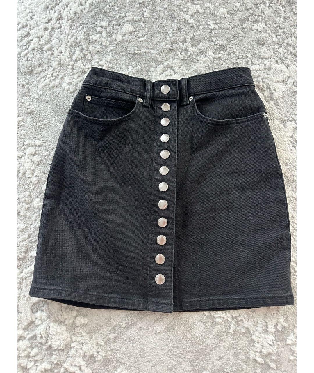 ALEXANDER WANG Антрацитовая деним юбка мини, фото 2