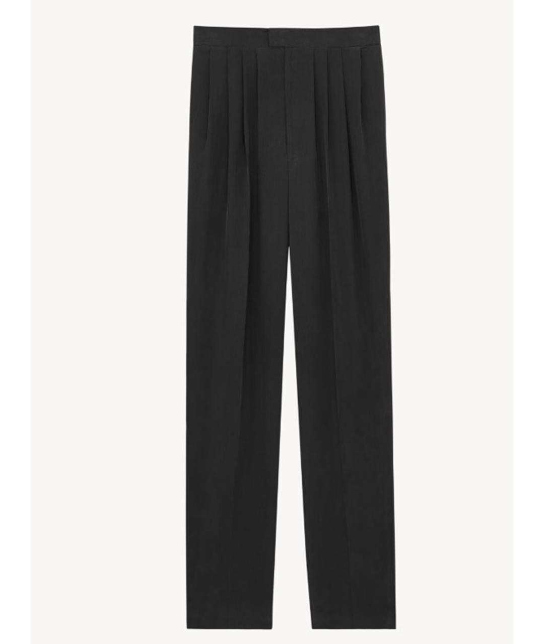 SAINT LAURENT Черные шелковые прямые брюки, фото 3