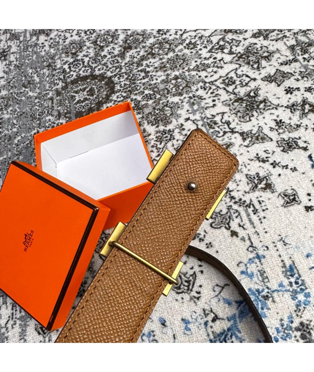 HERMES Черный кожаный ремень, фото 6