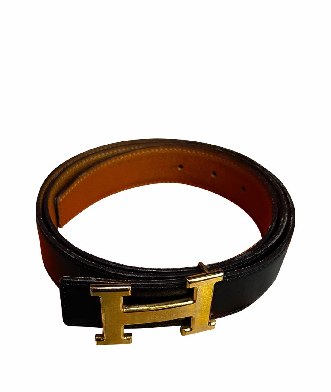 HERMES Черный кожаный ремень, фото 1