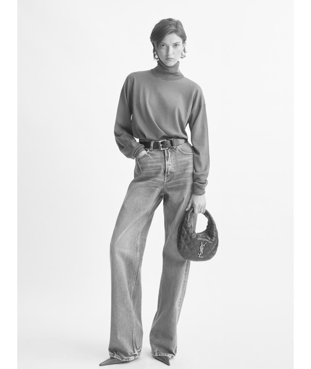 SAINT LAURENT Бежевая кожаная сумка через плечо, фото 5