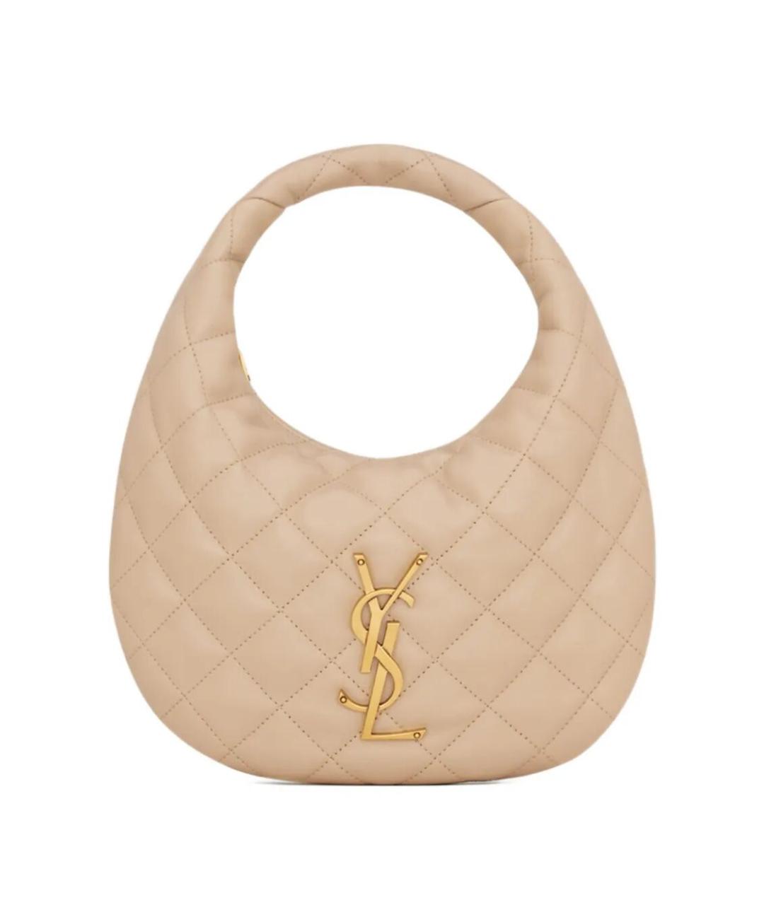 SAINT LAURENT Бежевая кожаная сумка через плечо, фото 1