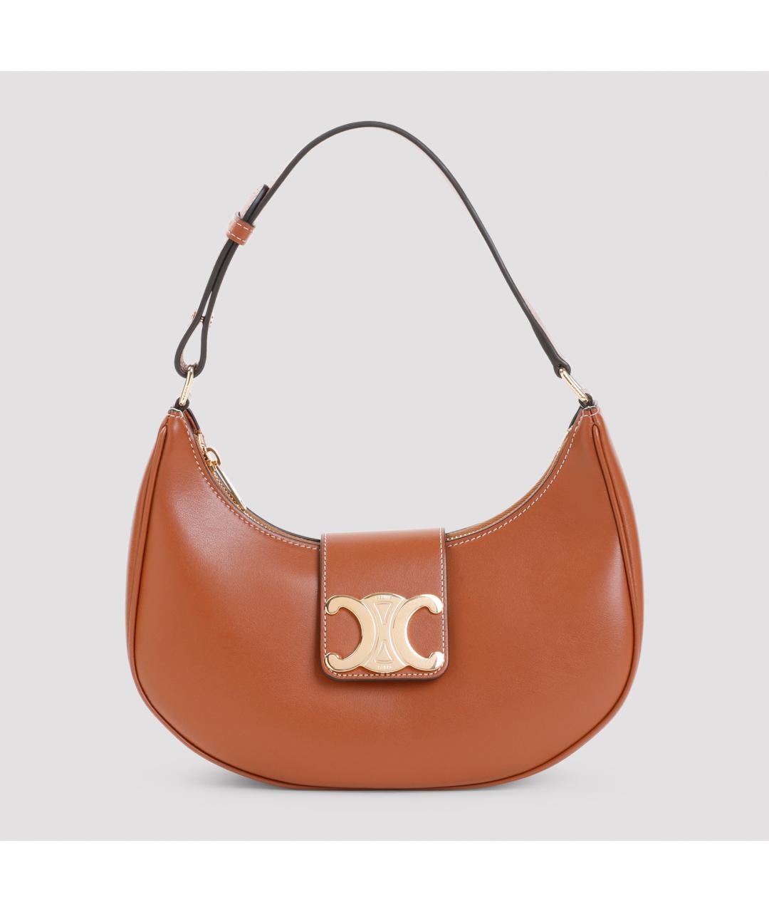 CELINE Коричневая кожаная сумка через плечо, фото 2