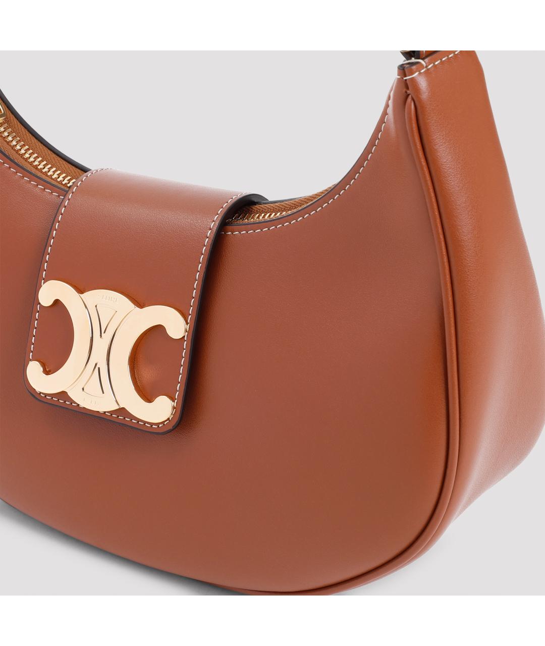 CELINE Коричневая кожаная сумка через плечо, фото 4