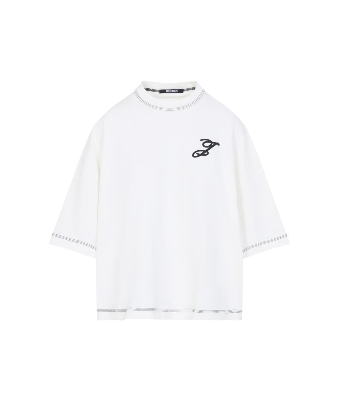 JACQUEMUS Белая хлопковая футболка, фото 4