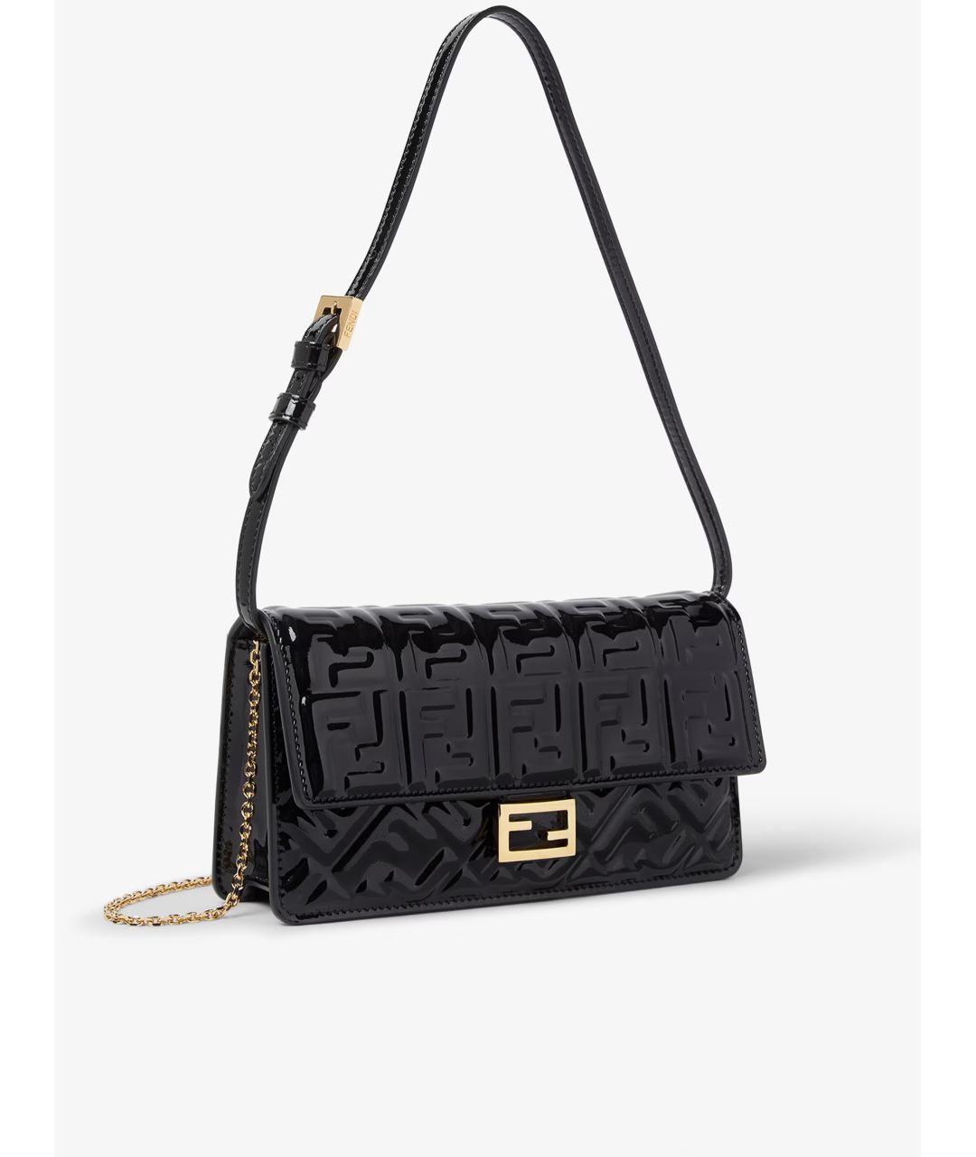 FENDI Черная кожаная сумка через плечо, фото 2