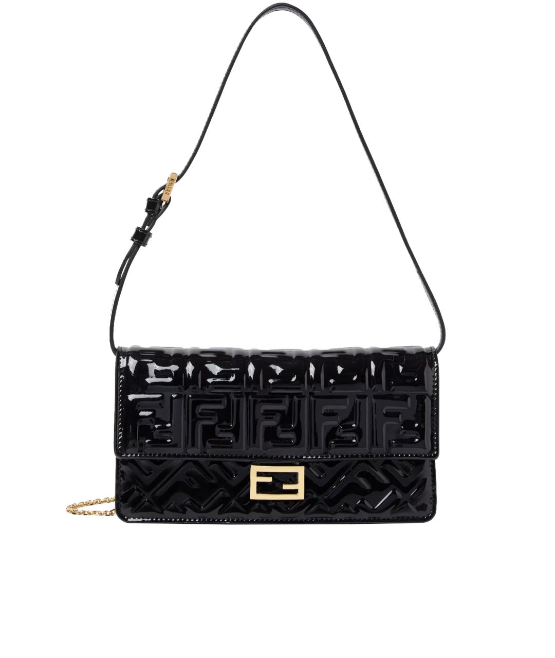 FENDI Черная кожаная сумка через плечо, фото 1
