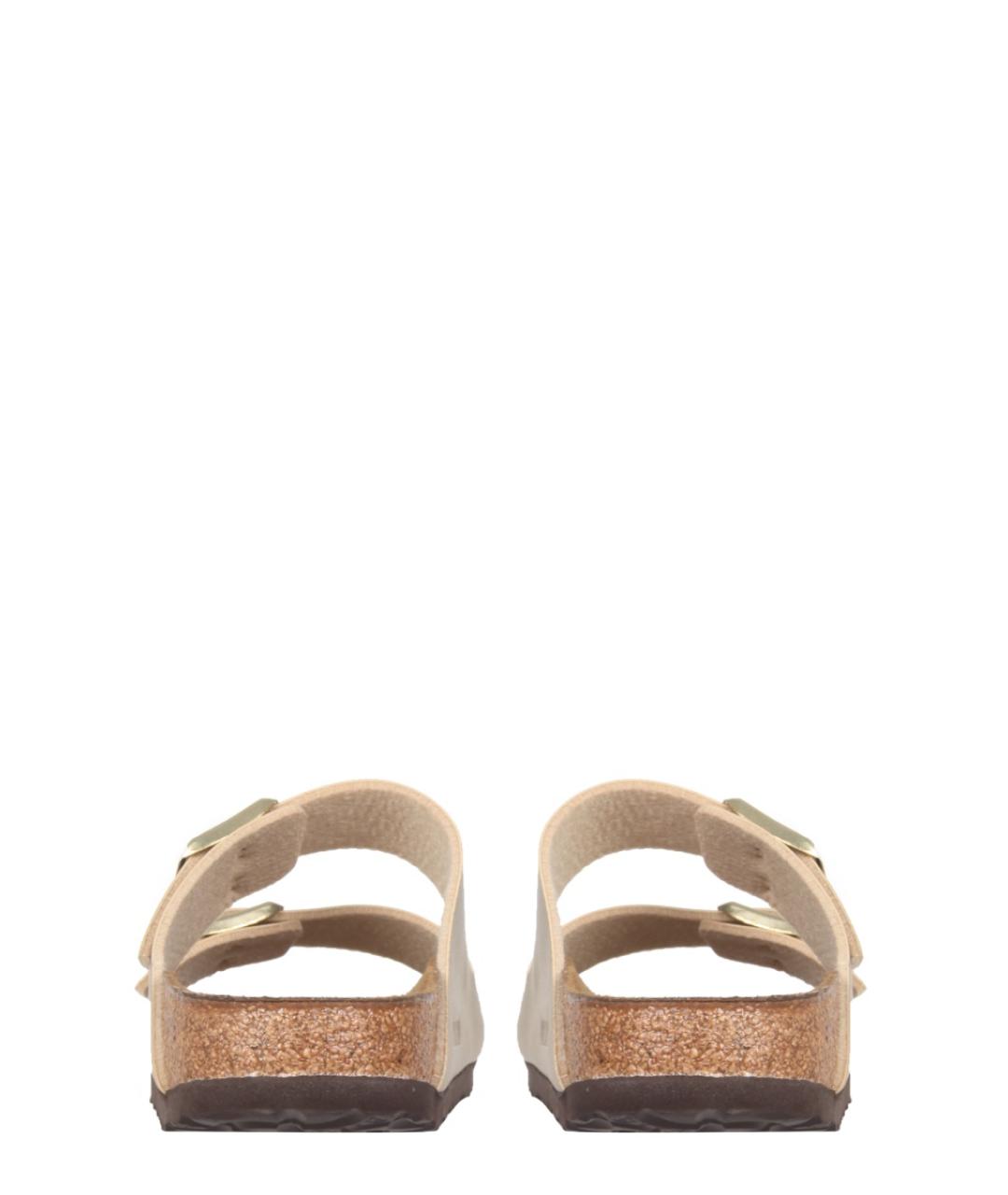 BIRKENSTOCK Золотые кожаные сандалии, фото 5