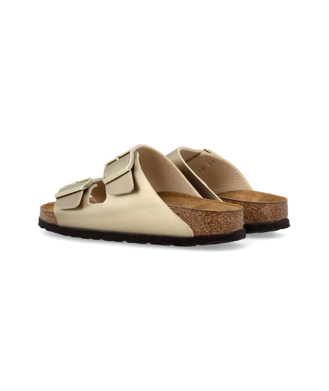 BIRKENSTOCK Золотые кожаные сандалии, фото 3