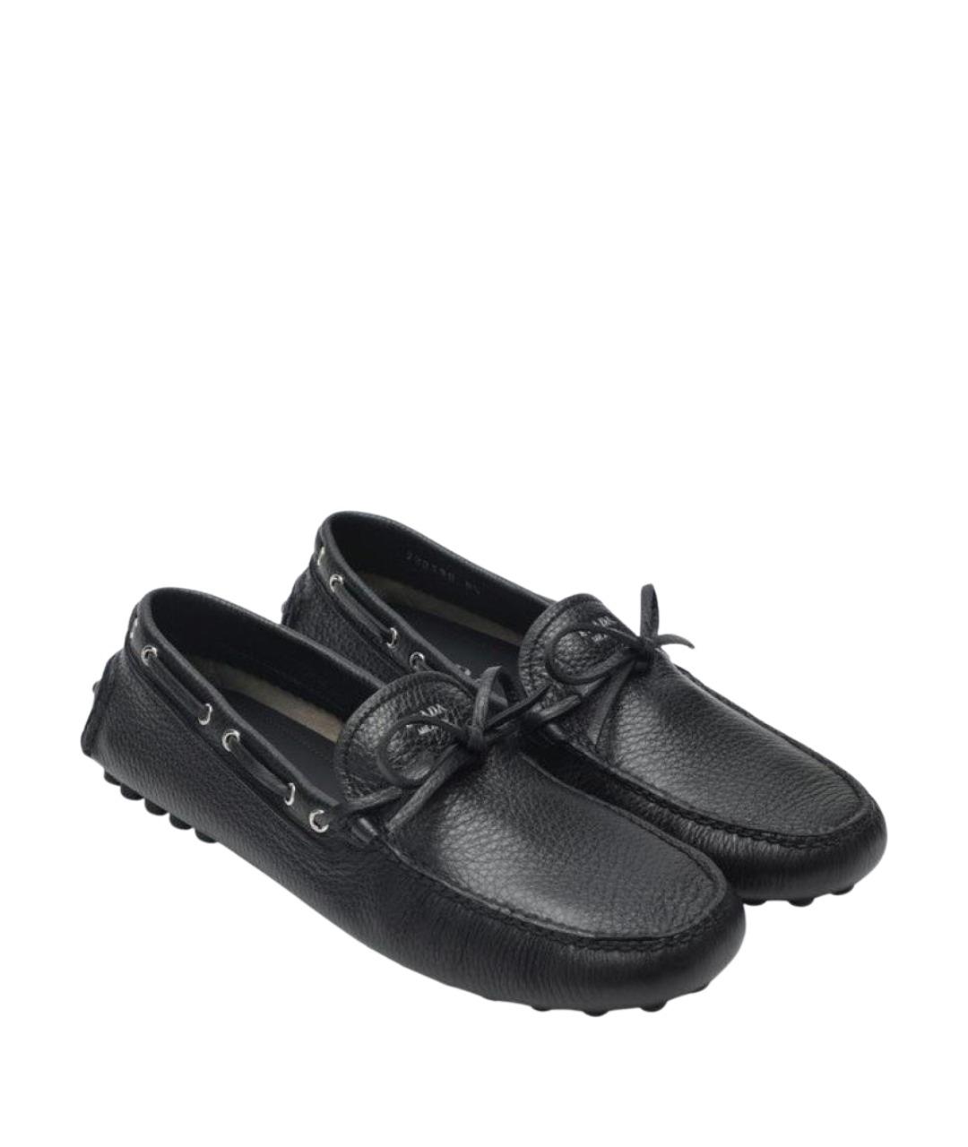 PRADA Черные кожаные лоферы, фото 1