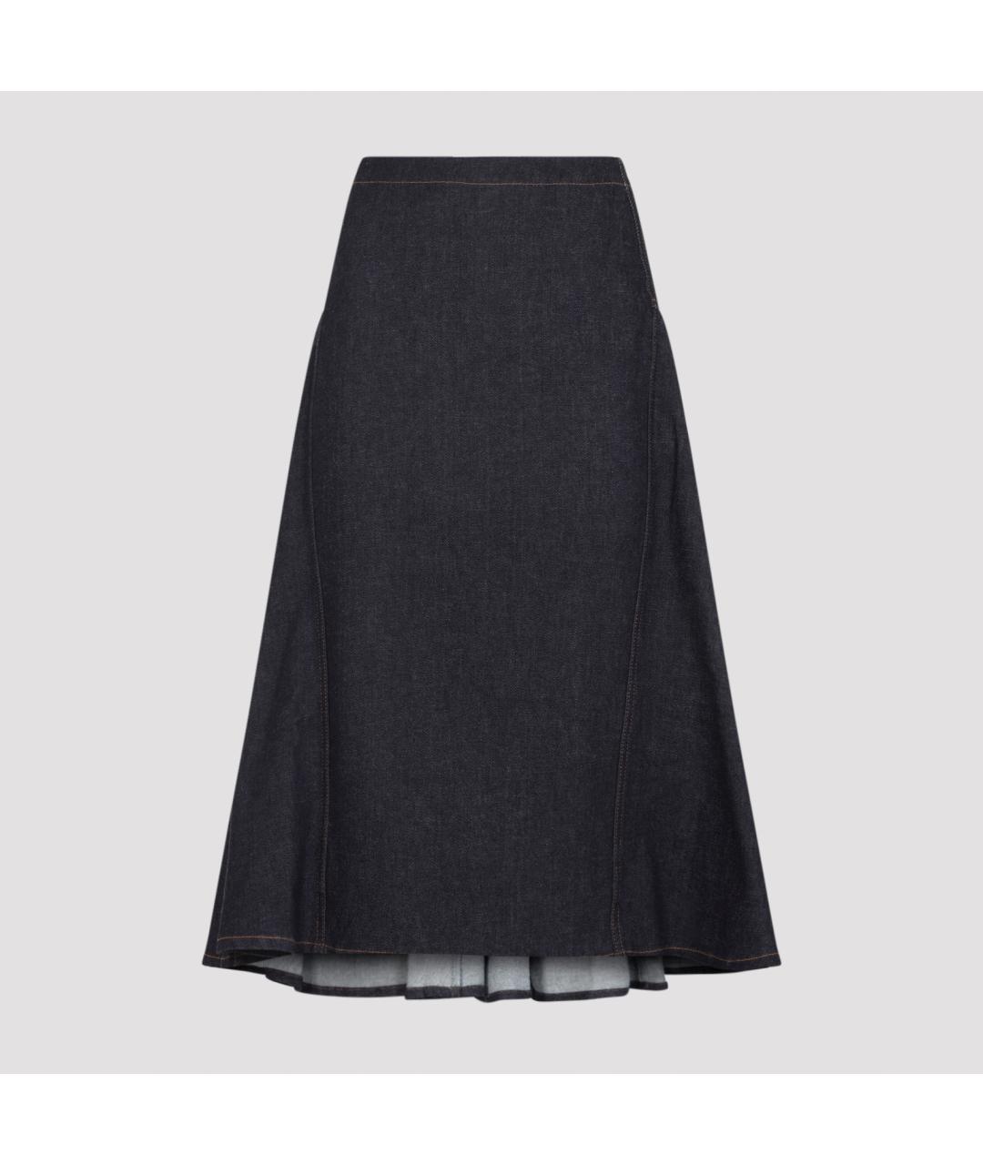 JACQUEMUS Темно-синяя хлопковая юбка миди, фото 3
