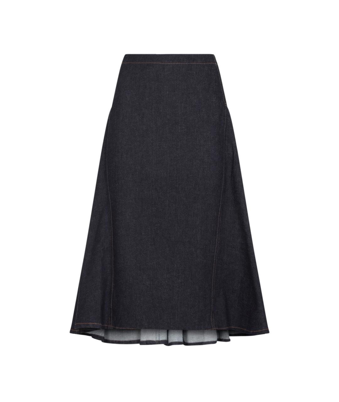 JACQUEMUS Темно-синяя хлопковая юбка миди, фото 1