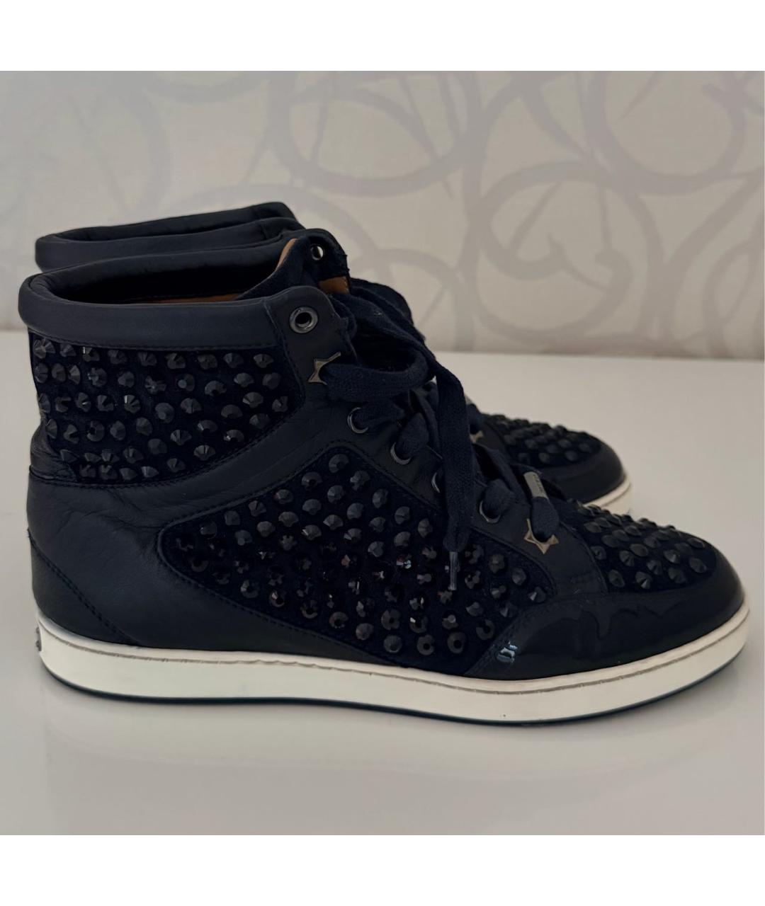 JIMMY CHOO Темно-синие кожаные кеды, фото 8