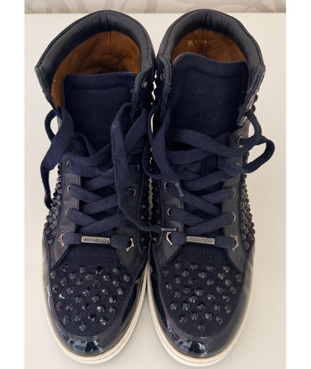 JIMMY CHOO Темно-синие кожаные кеды, фото 2