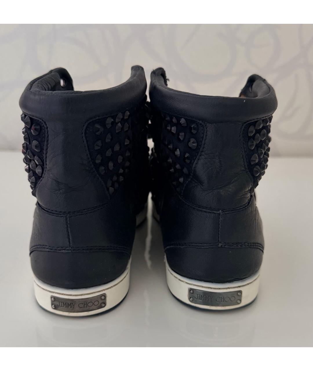 JIMMY CHOO Темно-синие кожаные кеды, фото 4