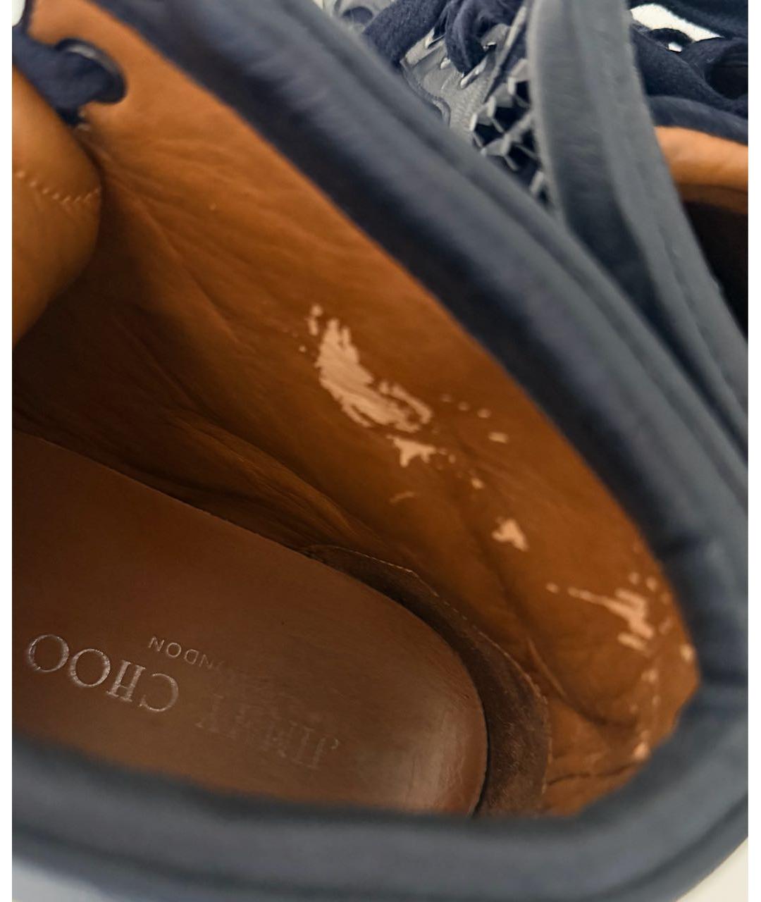 JIMMY CHOO Темно-синие кожаные кеды, фото 7