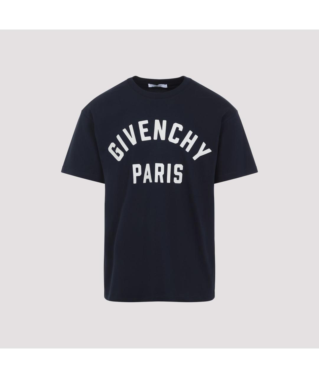 GIVENCHY Темно-синяя хлопковая футболка, фото 2