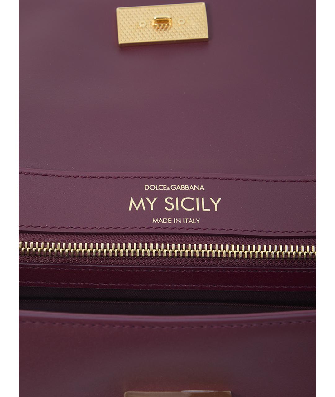 DOLCE&GABBANA Бордовая кожаная сумка тоут, фото 4