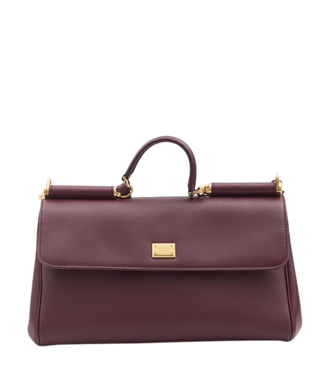 DOLCE&GABBANA Бордовая кожаная сумка тоут, фото 1