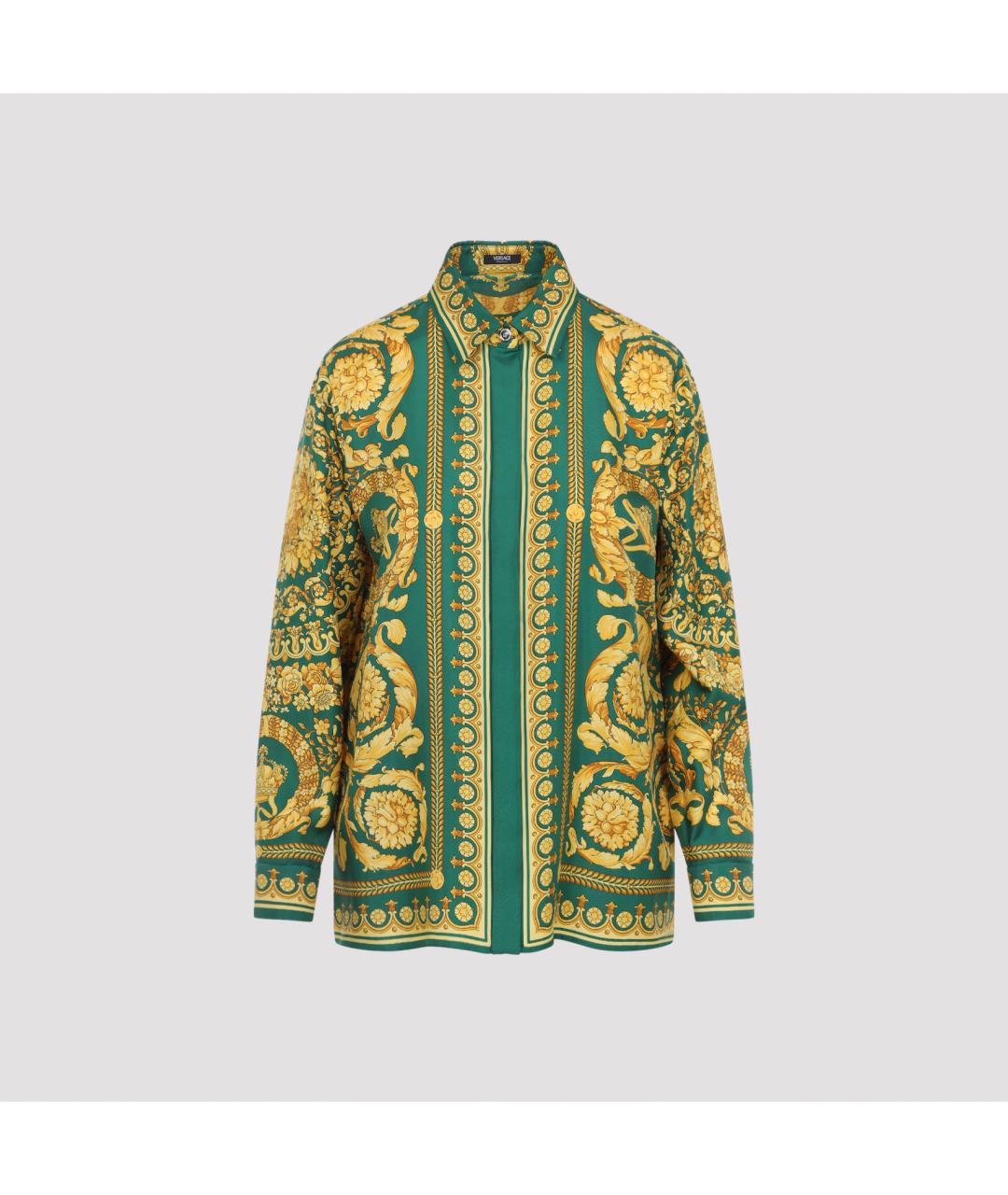 VERSACE Зеленая шелковая рубашка, фото 2