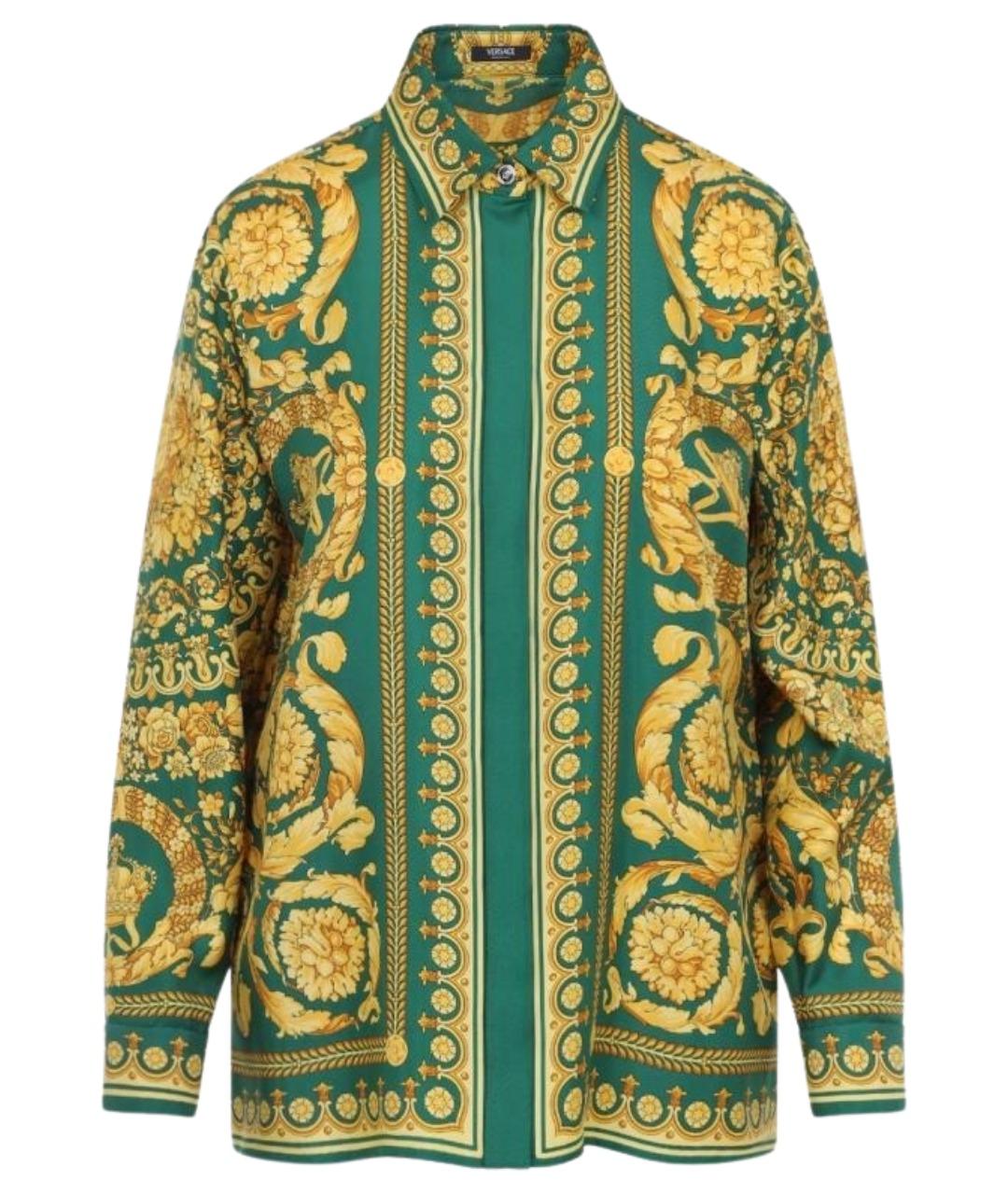 VERSACE Зеленая шелковая рубашка, фото 1
