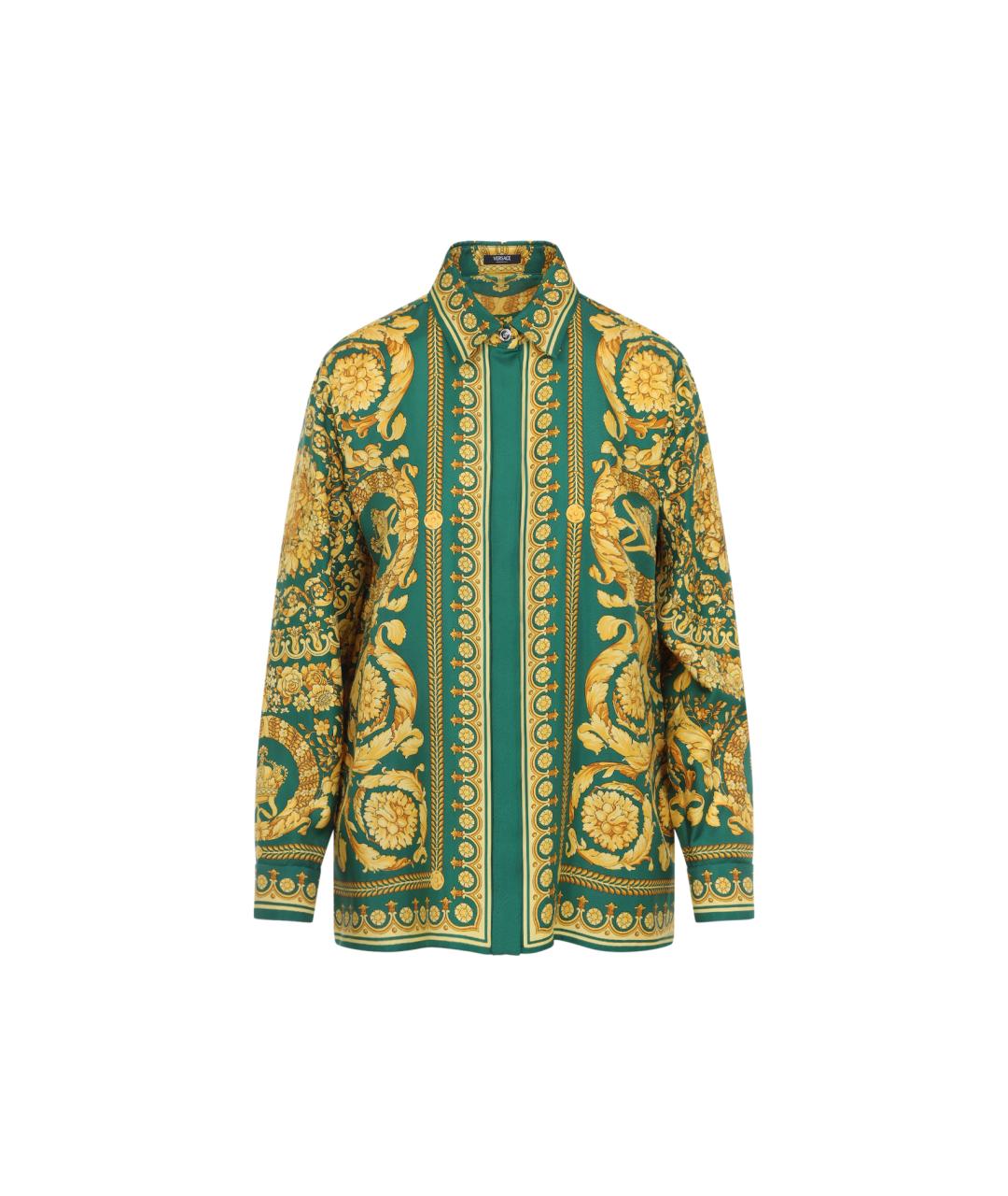 VERSACE Зеленая шелковая рубашка, фото 6