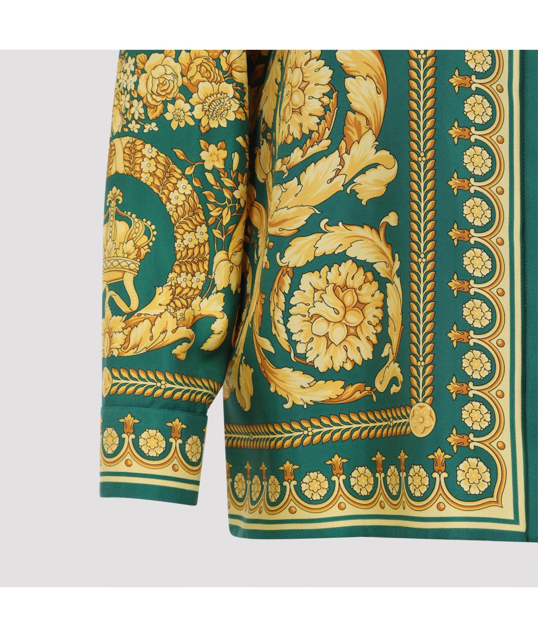 VERSACE Зеленая шелковая рубашка, фото 4