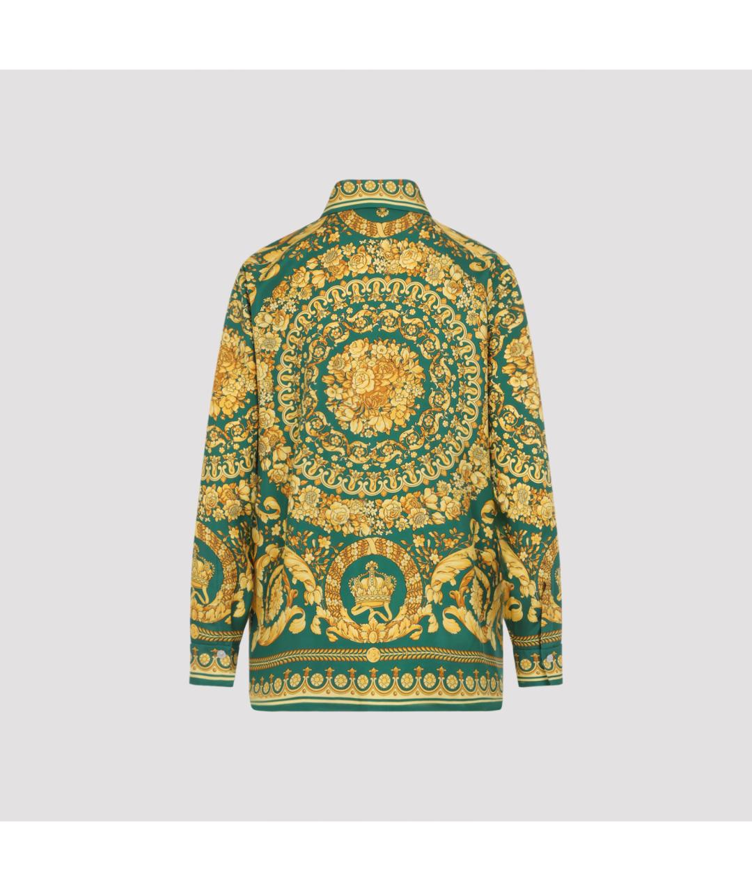 VERSACE Зеленая шелковая рубашка, фото 3