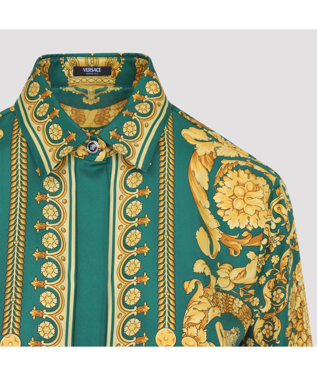 VERSACE Зеленая шелковая рубашка, фото 5