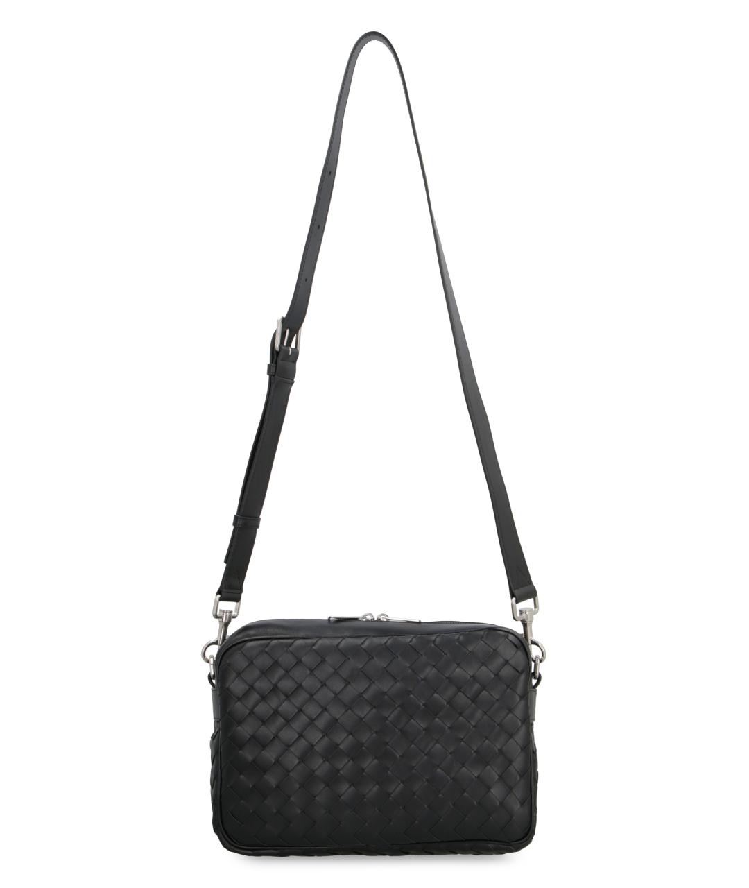 BOTTEGA VENETA Черная кожаная сумка на плечо, фото 5