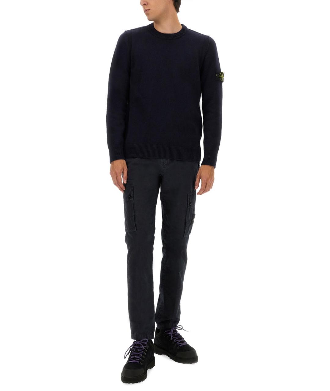 STONE ISLAND Темно-синий шерстяной джемпер / свитер, фото 4