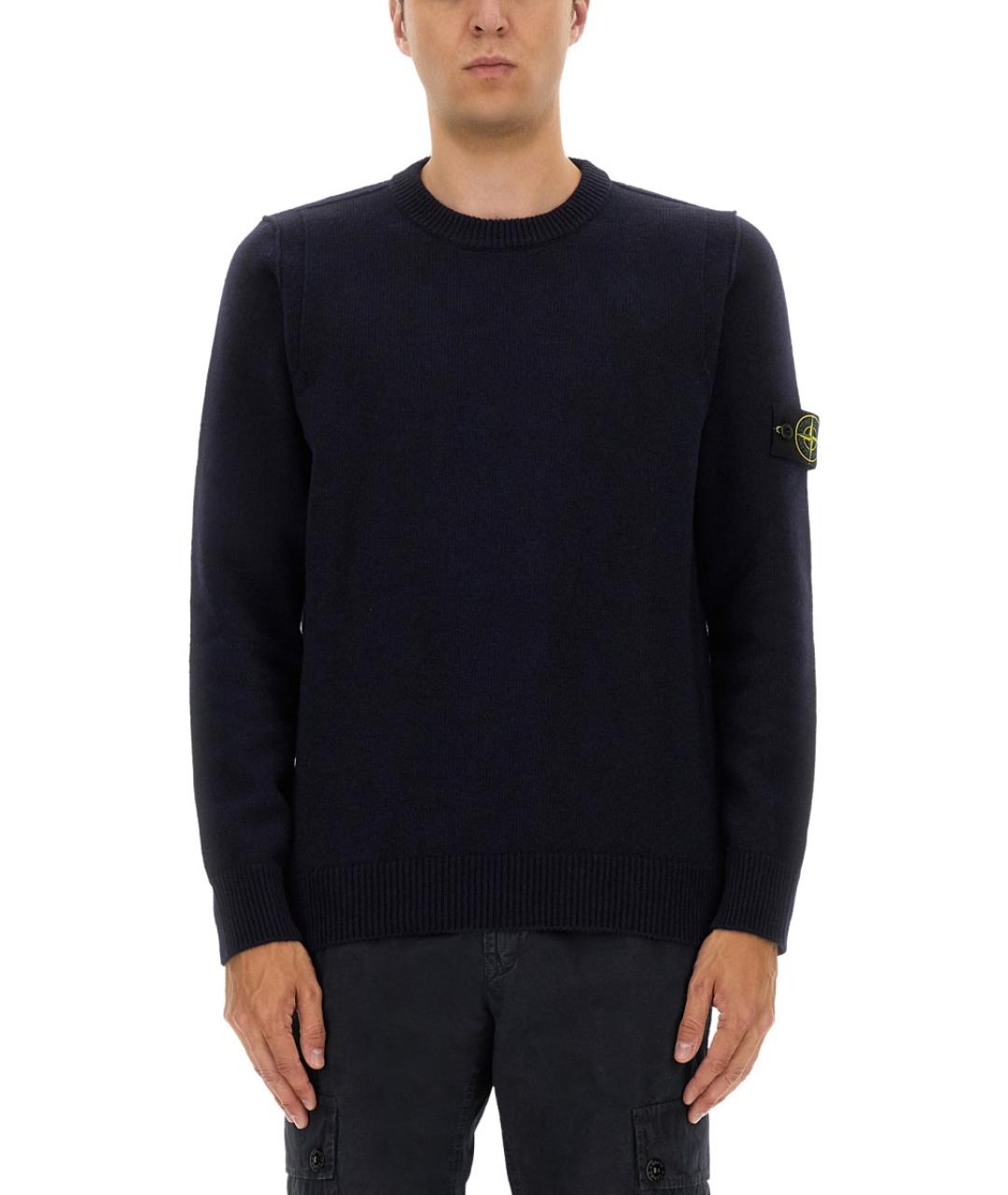 STONE ISLAND Темно-синий шерстяной джемпер / свитер, фото 1