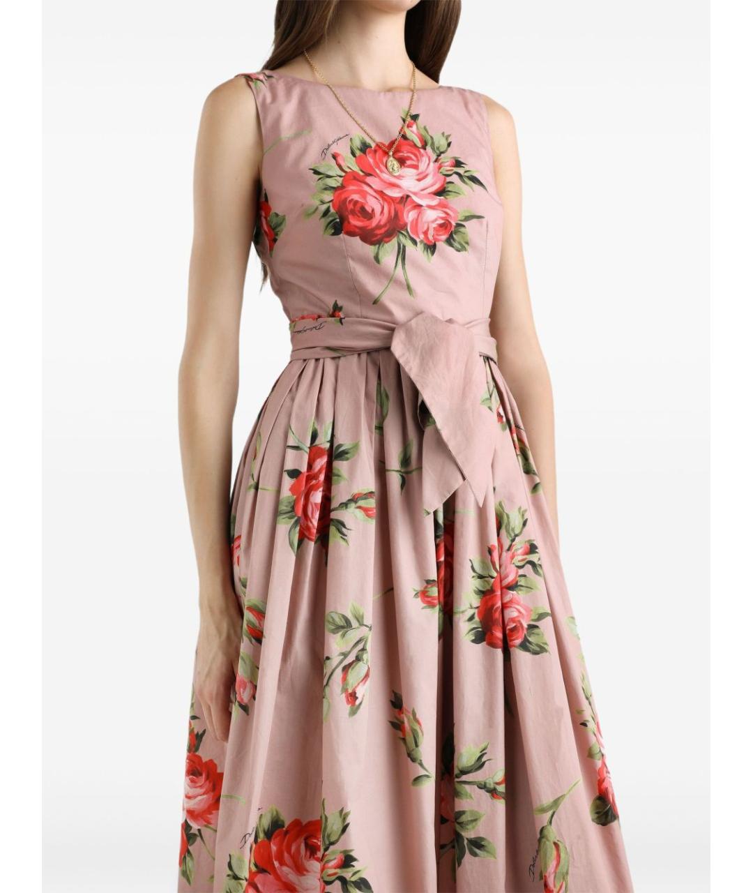 DOLCE&GABBANA Розовое хлопковое повседневное платье, фото 4