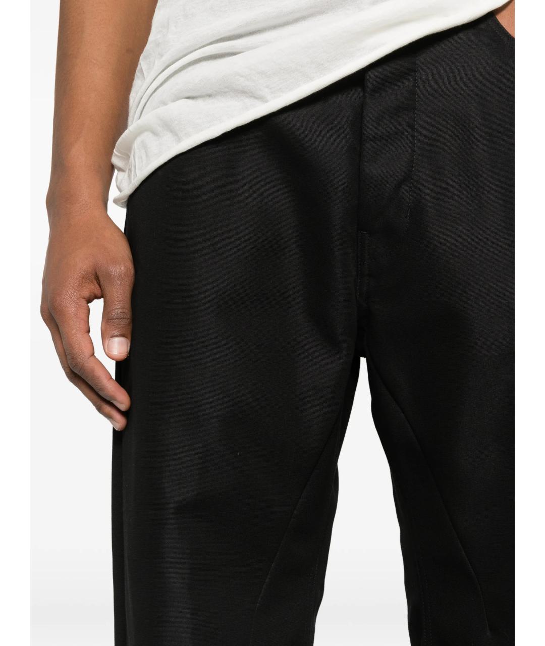 RICK OWENS Черные хлопковые повседневные брюки, фото 5