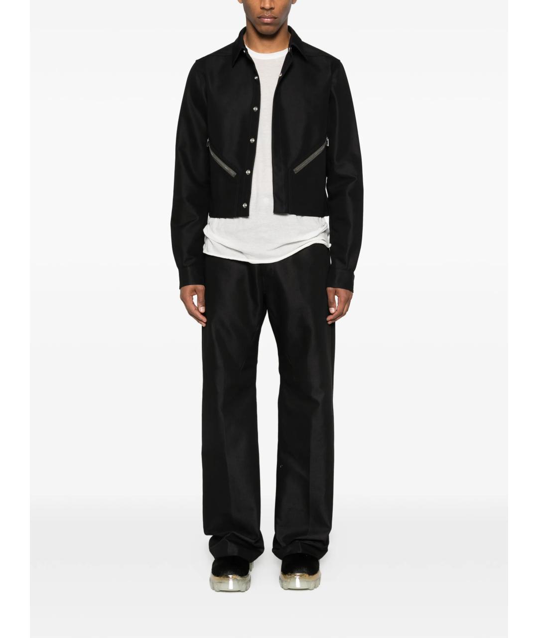 RICK OWENS Черные хлопковые повседневные брюки, фото 2