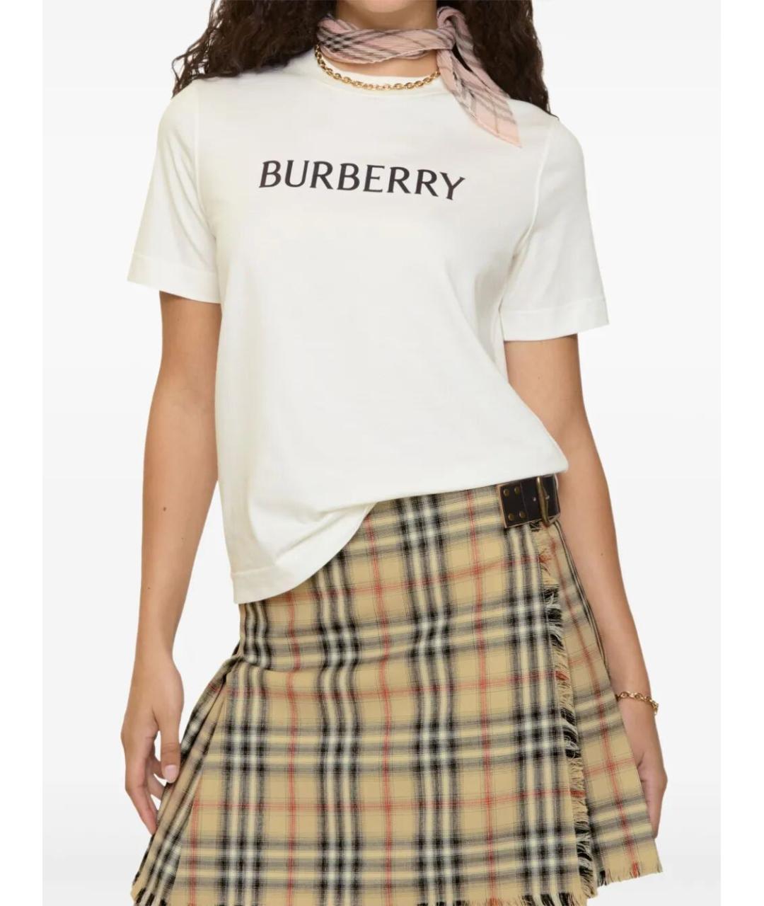 BURBERRY Белая хлопковая футболка, фото 3