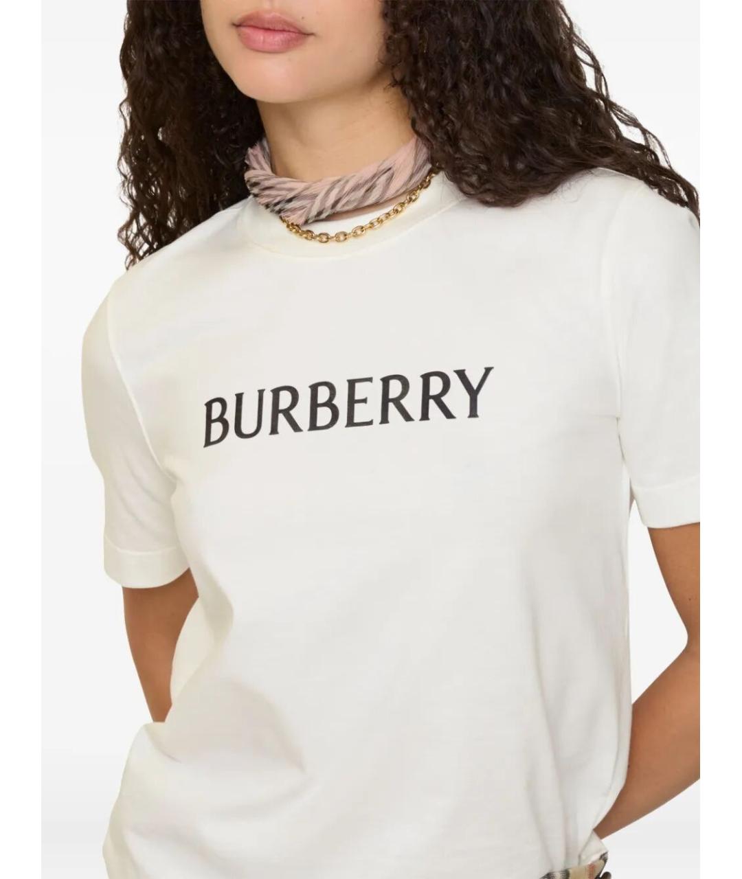 BURBERRY Белая хлопковая футболка, фото 2
