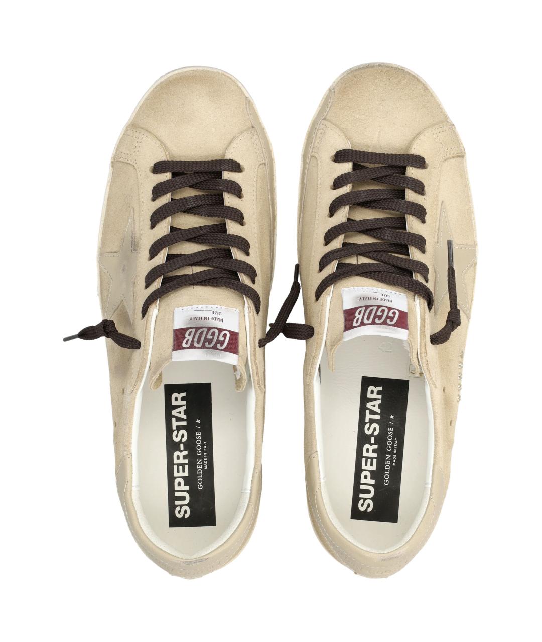 GOLDEN GOOSE DELUXE BRAND Бежевые кожаные низкие кроссовки / кеды, фото 2