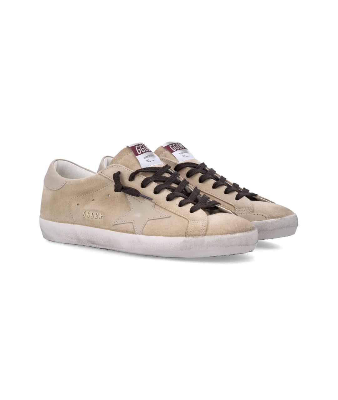 GOLDEN GOOSE DELUXE BRAND Бежевые кожаные низкие кроссовки / кеды, фото 3