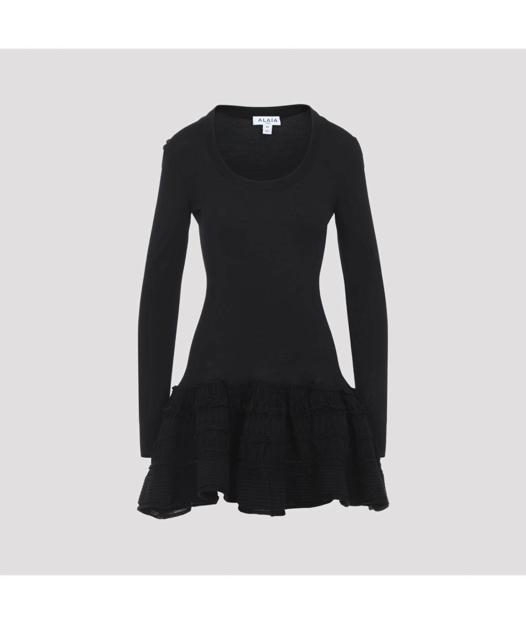 ALAIA Черное шерстяное повседневное платье, фото 2