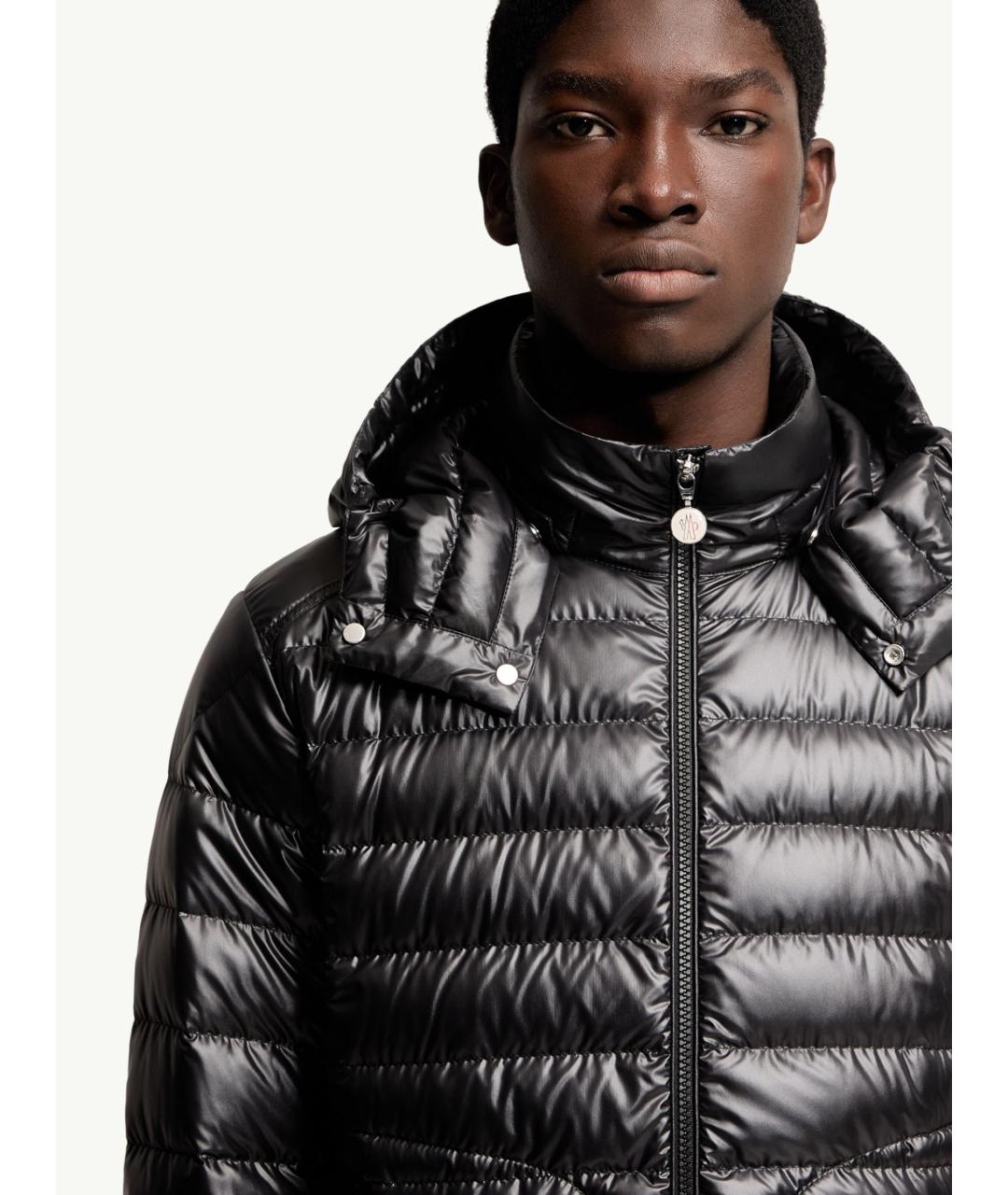 MONCLER Черный полиэстеровый пуховик, фото 5