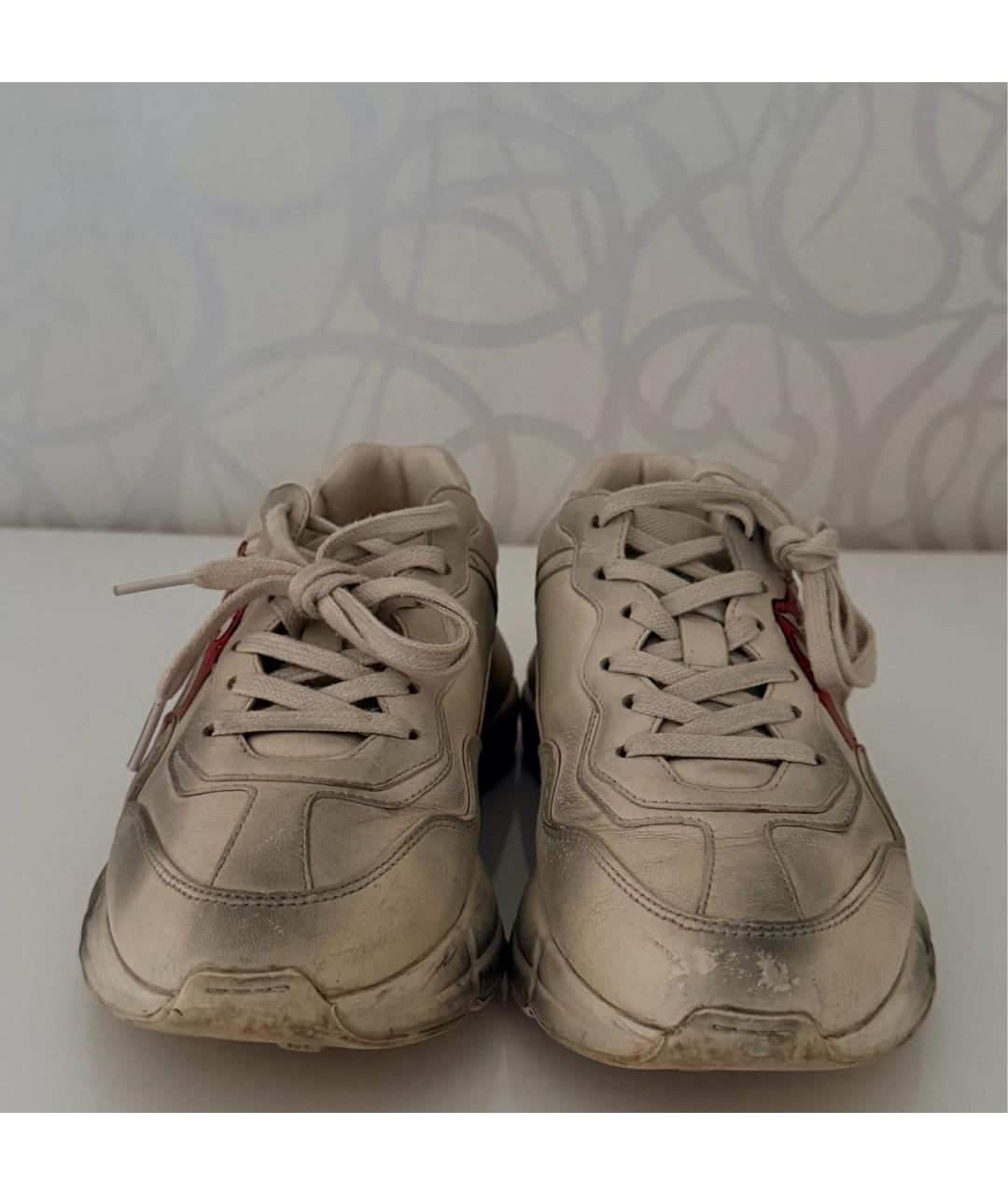 GUCCI Бежевые кожаные кроссовки, фото 3