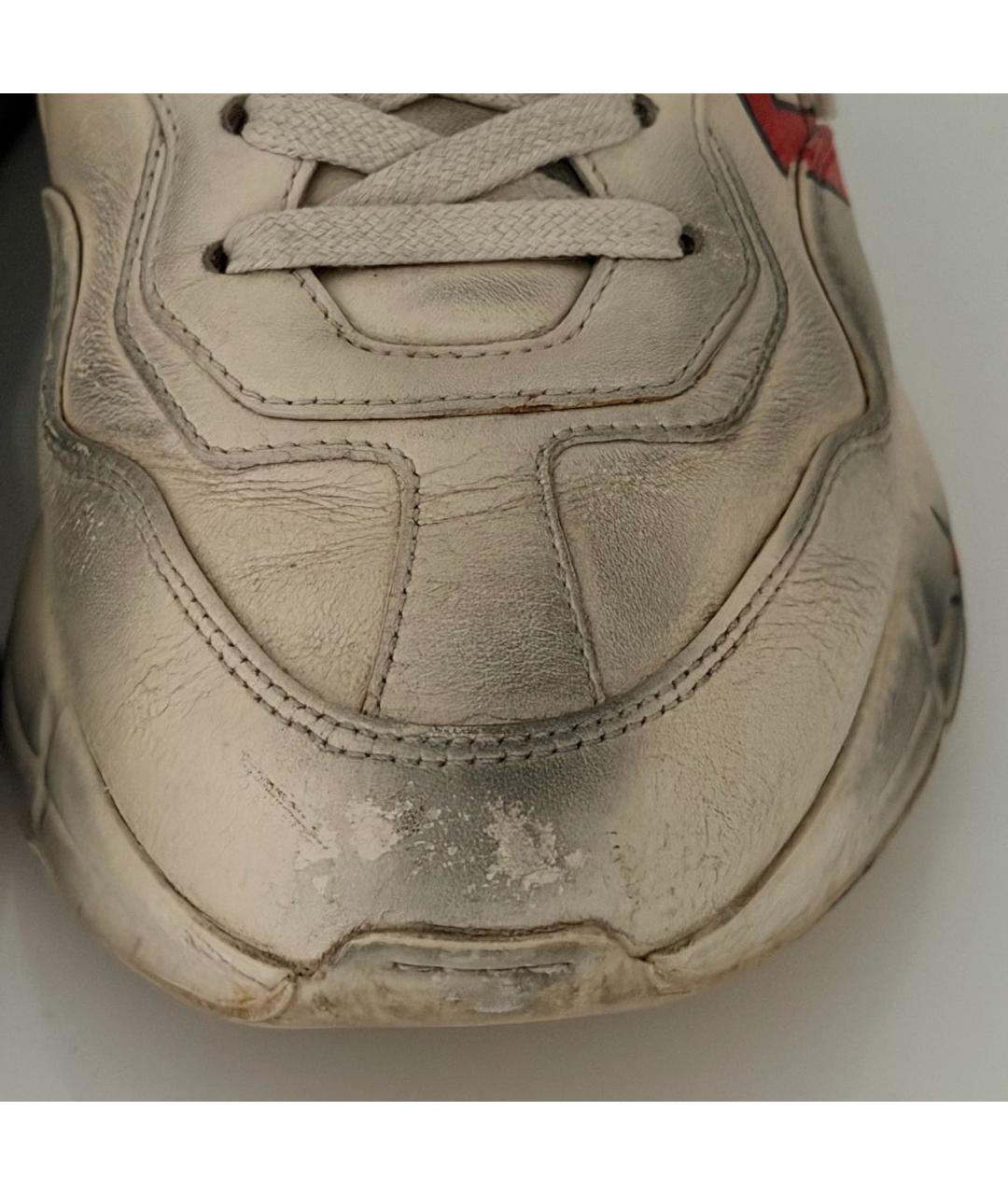GUCCI Бежевые кожаные кроссовки, фото 7