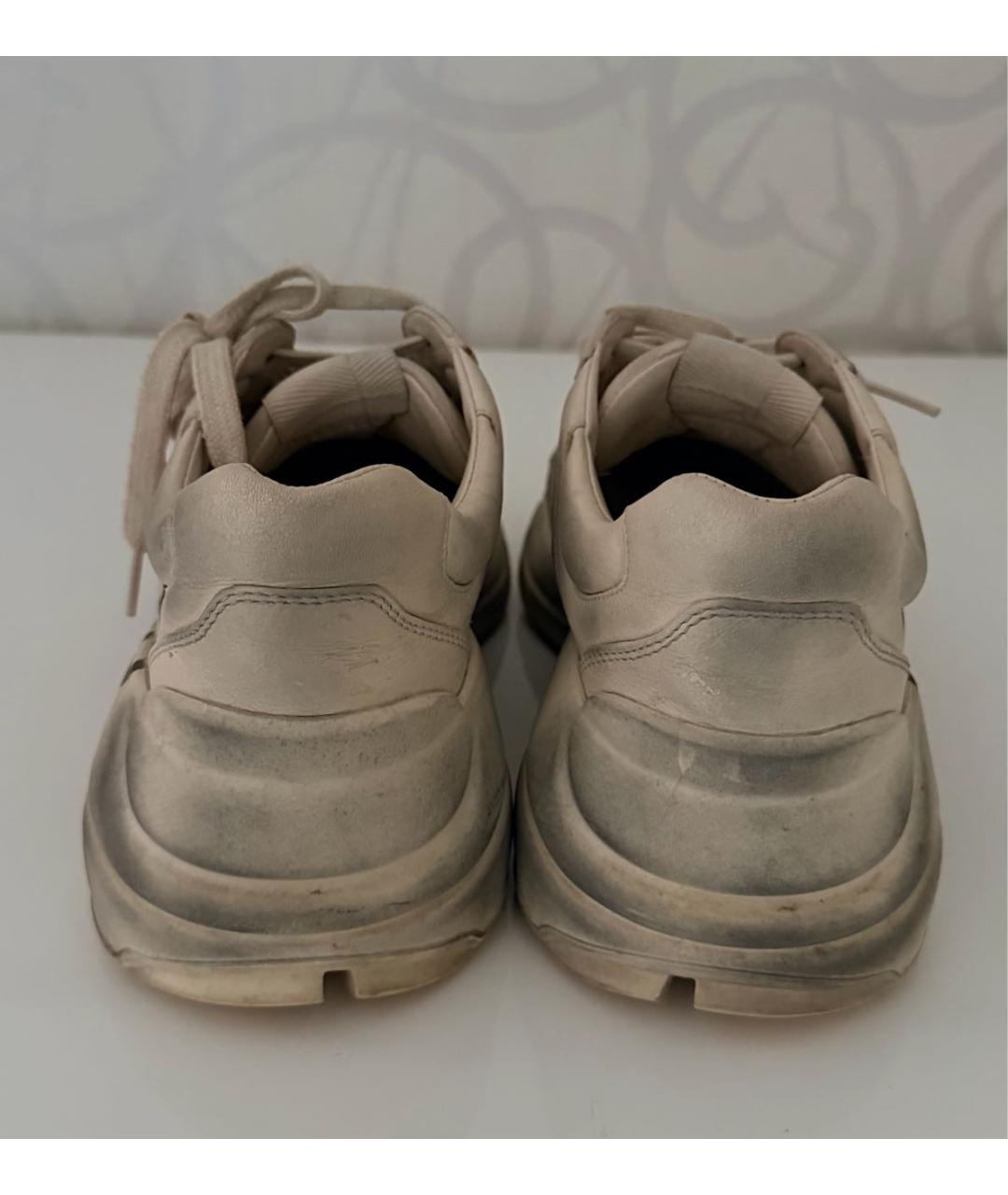 GUCCI Бежевые кожаные кроссовки, фото 4