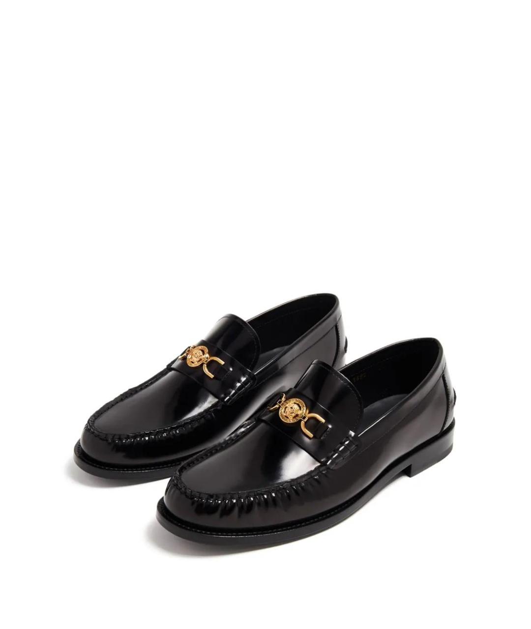VERSACE Черные кожаные лоферы, фото 4
