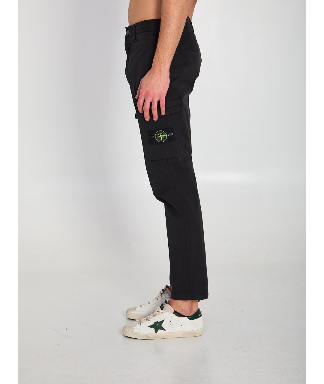 STONE ISLAND Черные хлопковые повседневные брюки, фото 3