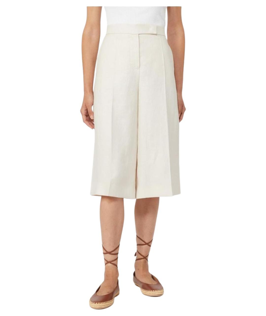 MAX MARA Белые льняные шорты, фото 1