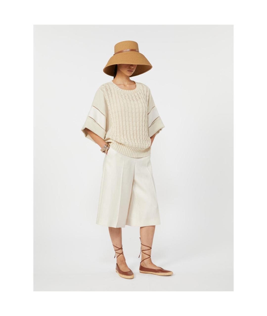 MAX MARA Белые льняные шорты, фото 3