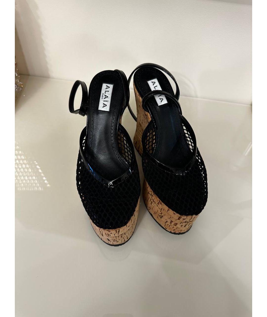 ALAIA Черные кожаные босоножки, фото 4