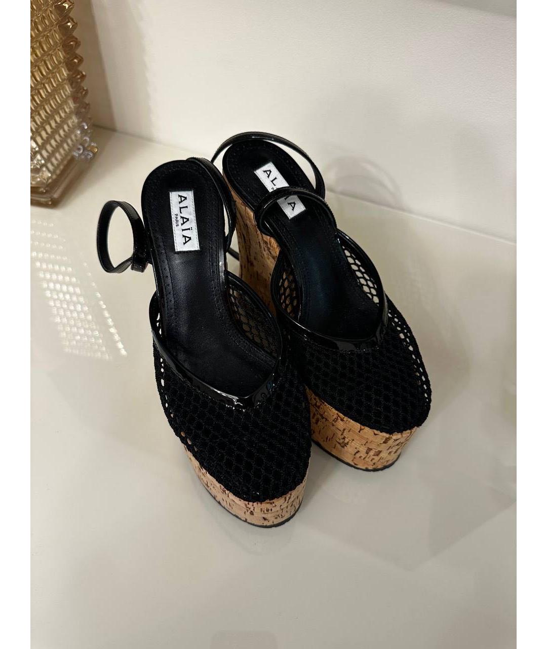 ALAIA Черные кожаные босоножки, фото 5